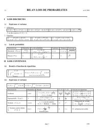 BILAN LOIS DE PROBABILITES - Université Paris 8