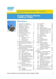 Pompes Watson-Marlow 720UN et 720SN Sommaire