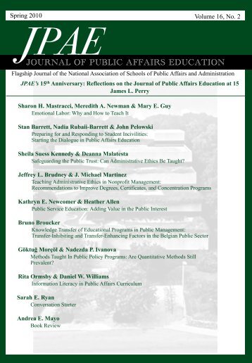 JOURNAL OF PUBLIC AFFAIRS EDUCATION - Naspaa