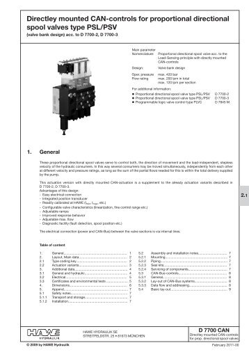 Directley mounted CAN-controls for proportional ... - HAWE Hydraulics