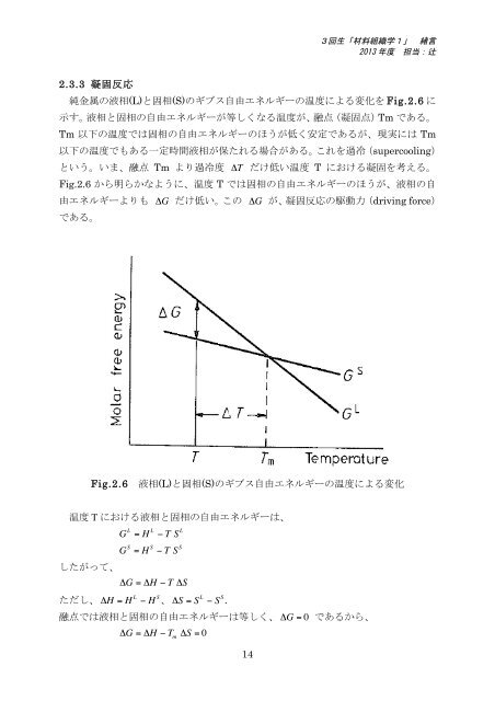 12 2.3.2 圧力効果 ギブスの自由エネルギーは圧力の関数 ... - Tsuji Lab