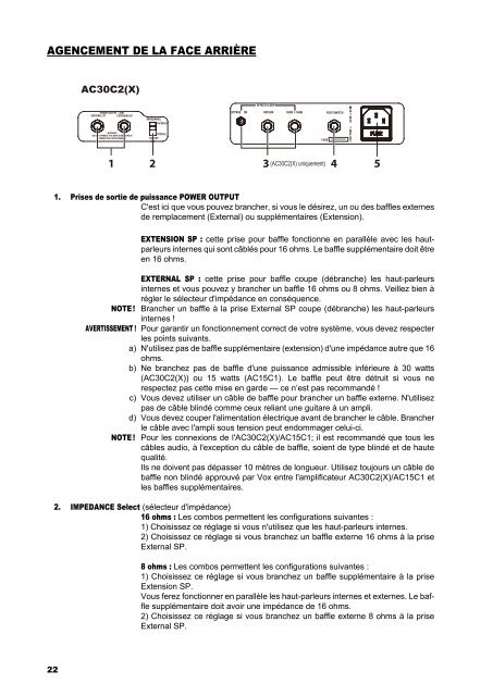 AC30C2X/AC30C2/AC15C1 Owner's Manual - Vox