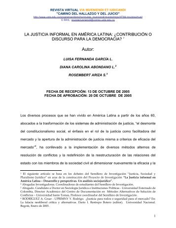 La Justicia Informal en América Latina: ¿Contribución o ... - Inicio