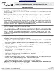 Demande d'Ã©valuation comparative des Ã©tudes effectuÃ©es hors