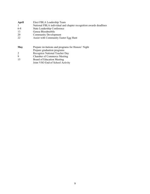 Program of work - Nebraska FBLA