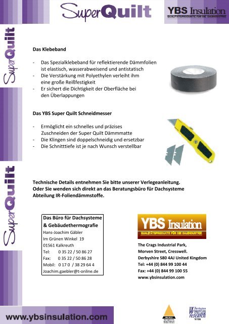 Die aktive Dämmung: - YBS Insulation