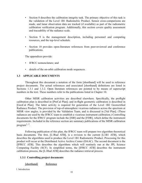 MISR: In-Flight Radiometric Calibration and Characterization Plan