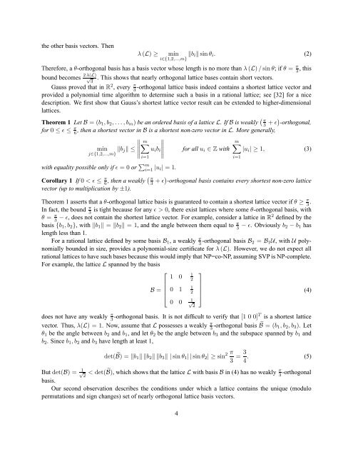 On Nearly Orthogonal Lattice Bases and ... - Researcher - IBM