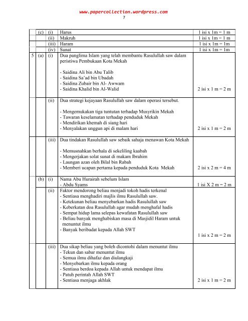 Pendidikan Islam Q&A - Trial Paper Collection