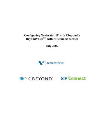 Configuring Xcelerator IP with Cbeyond's BeyondVoice with - Vertical