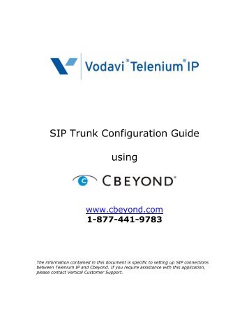 SIP Trunk Configuration Guide using - Vertical