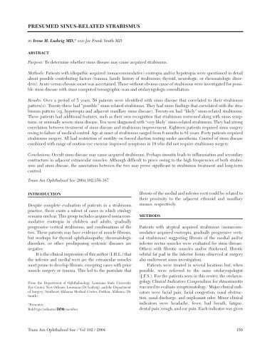 PRESUMED SINUS-RELATED STRABISMUS - The American ...