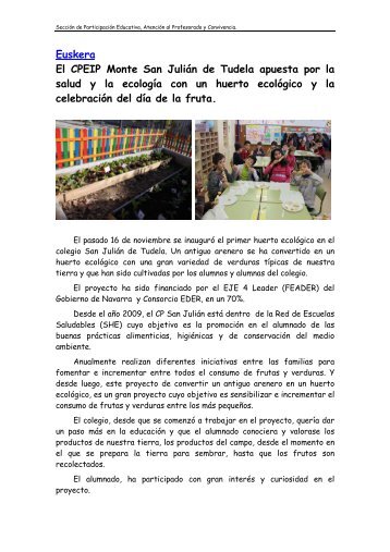 El CPEIP Monte San JuliÃ¡n de Tudela apuesta por la ... - Navarra