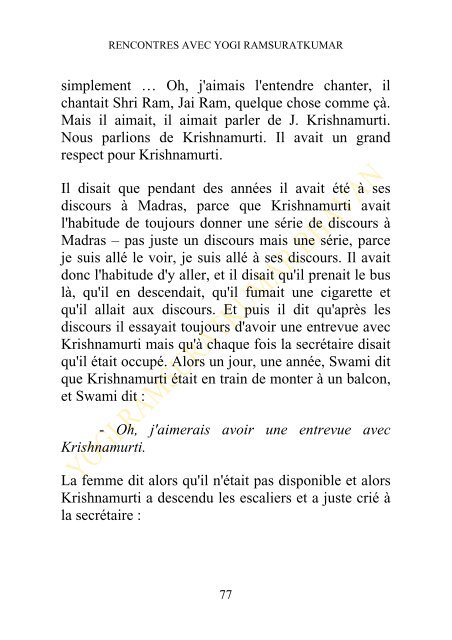 Rencontres avec YOGI RAMSURATKUMAR