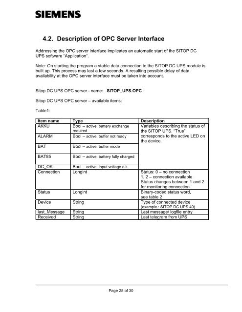 User Instructions SITOP DC UPS Software “Application”