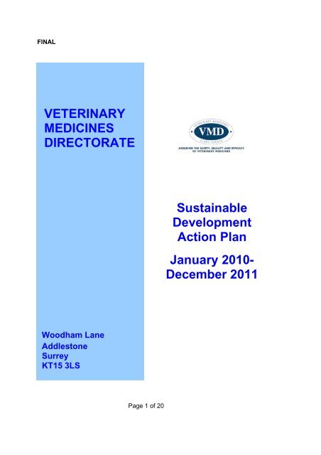 Sustainable Development Action Plan - Veterinary Medicines ...