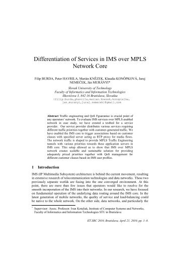 Differentiation of Services in IMS over MPLS Network Core