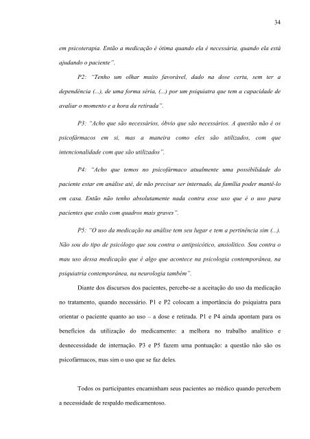 a visÃ£o de psicÃ³logos sobre medicaÃ§Ã£o no tratamento.