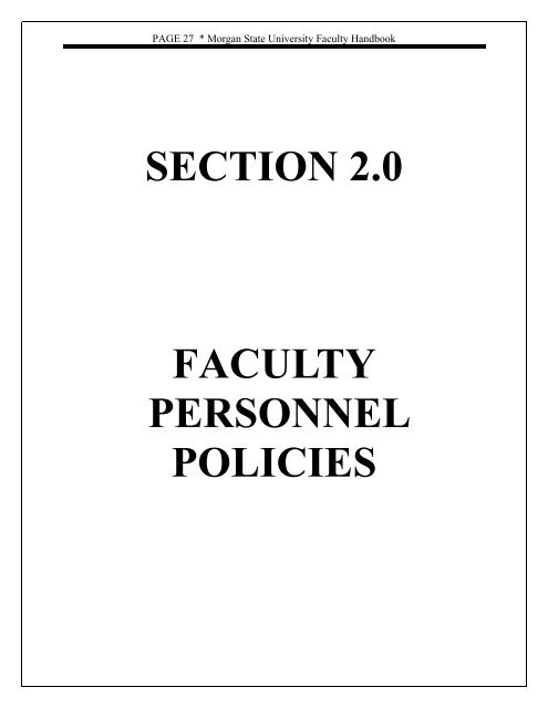 FACULTY HANDBOOK July 2009 - Morgan State University