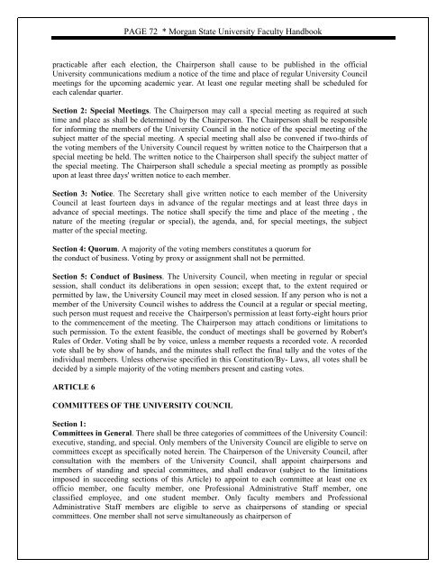 FACULTY HANDBOOK July 2009 - Morgan State University