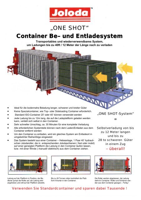 âONE SHOTâ Container Be Container Beâ und Entladesystem und ...