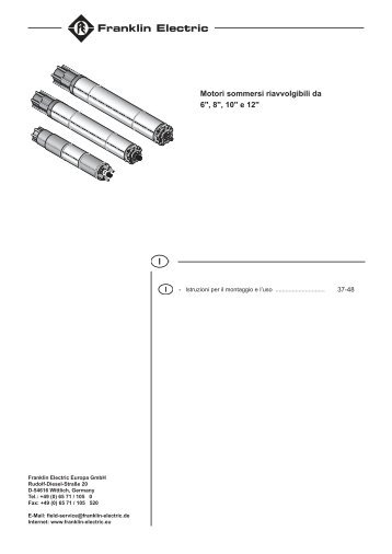 Motori sommersi riavvolgibili da 6", 8", 10" e 12" I Manuale di ...