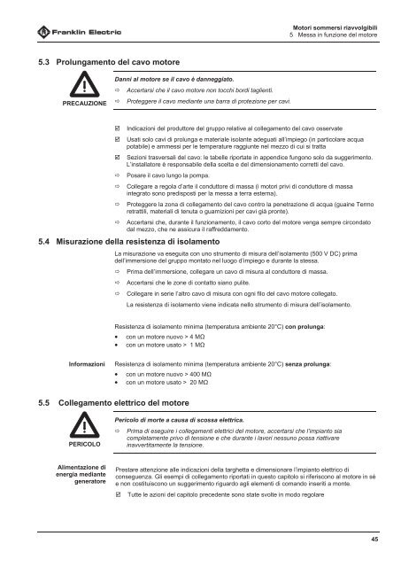 Motori sommersi riavvolgibili da 6", 8", 10" e 12" I Manuale di ...