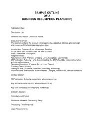 sample outline of a business resumption plan (brp) - Bryant