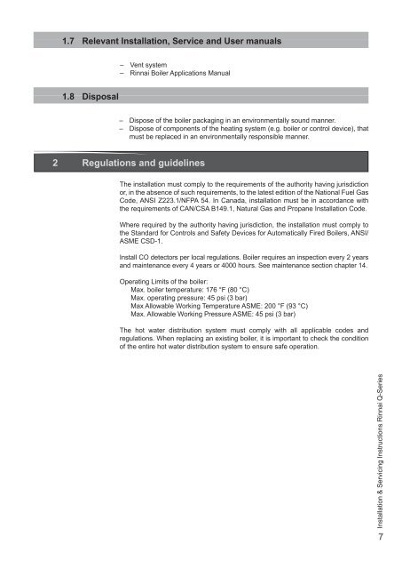 Installation & Servicing Instructions - Rinnai