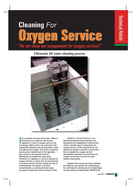 Cleaning for Oxygen Service - Industrial Products