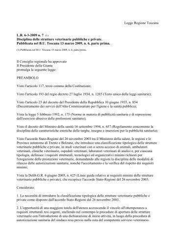 LR_7_2009 disciplina strutture veterinarie - Comune di Prato