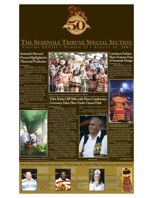 August 31 - 50th Anniversary - Seminole Tribe of Florida