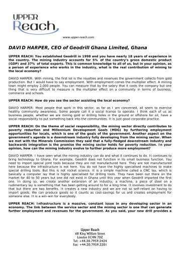 DAVID HARPER, CEO of Geodrill Ghana Limited ... - Upper Reach