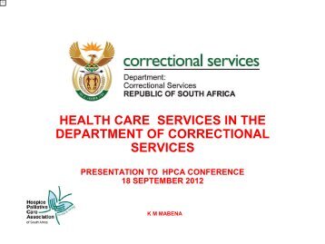 DCS & HPCA – care in correctional services - Hospice Palliative ...