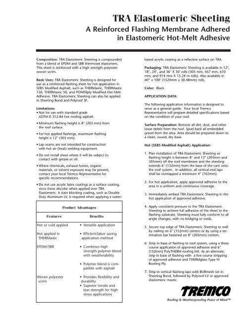 TRA Elastomeric Sheeting - Tremco Roofing