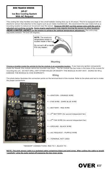 product installation instructions - Ron Francis Wiring