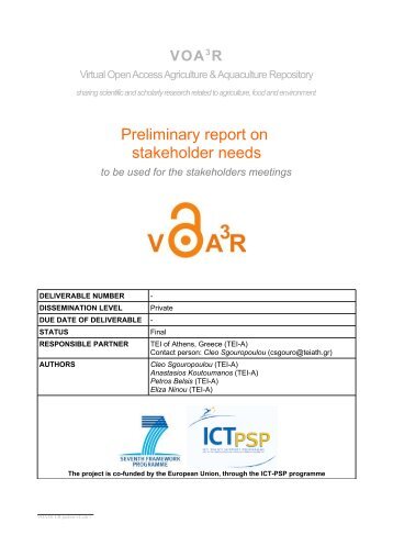 Preliminary report on stakeholder needs