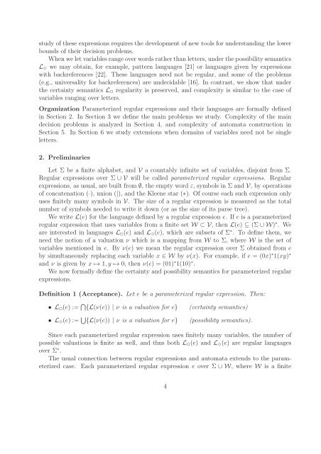 Parameterized Regular Expressions and Their Languages