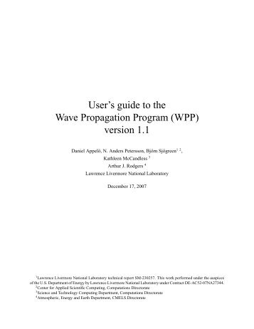 User's guide to the Wave Propagation Program - Computation ...