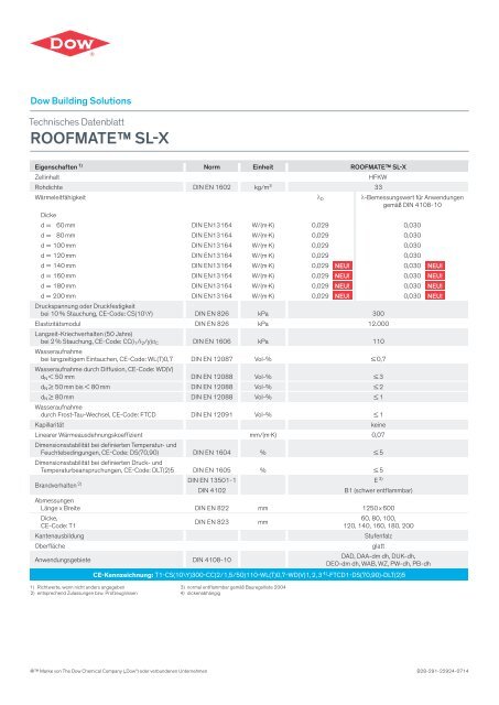 Technisches Datenblatt ROOFMATEâ¢ SL-X - Dow Building Solutions