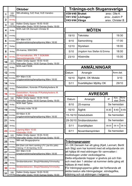 Månadsblad Oktober - OK Denseln