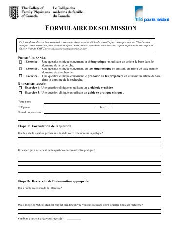 FORMULAIRE DE SOUMISSION