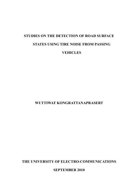 studies on the detection of road surface states using tire noise from ...