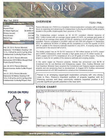 Fact Sheet - Panoro Minerals Ltd.