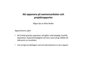 Hur man opponerar pÃ¥ examensarbete