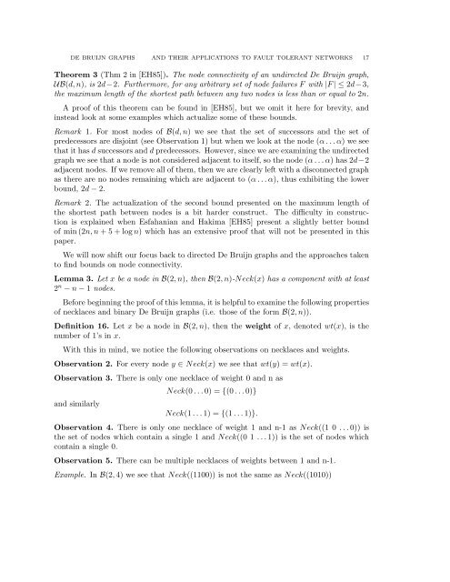 De Bruijn Graphs and their Applications to Fault Tolerant Networks