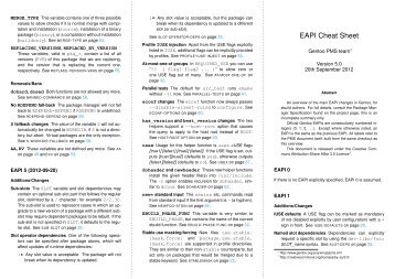 EAPI Cheat Sheet - Gentoo