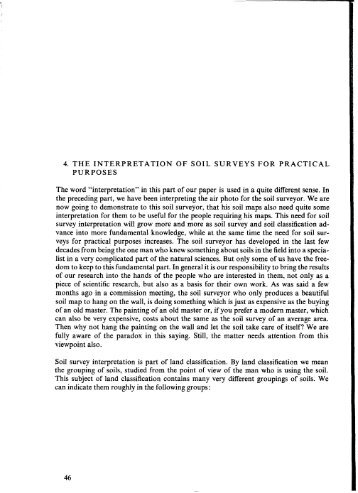 4. THE INTERPRETATION OF SOIL SURVEYS FOR PRACTICAL ...