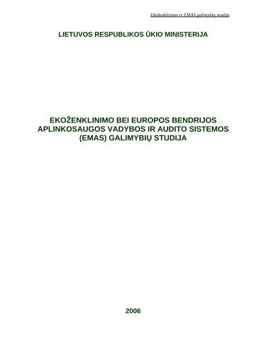 (EMAS) galimybių studija - Aplinkos apsaugos agentūra