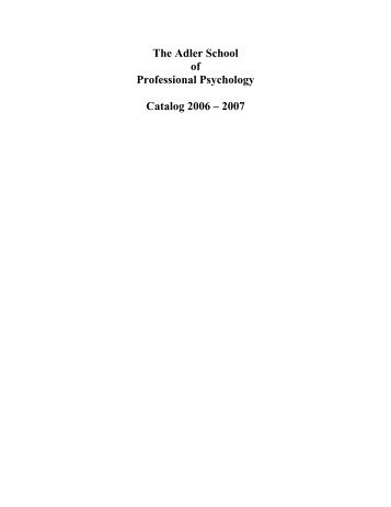2006-2007 - Adler School of Professional Psychology